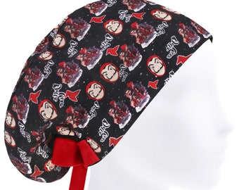 Bella Ciao scrub cap, scrub hats black, surgical caps women, womens scrub hat, fun nurse cap