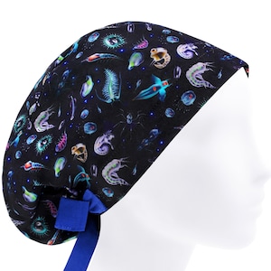Scrub caps for women, nurse cap, surgical cap, scrub hats black, scrub hat microorganisms