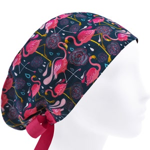 Scrub hats, surgical cap, flamingo scrub hat, scrub caps for women