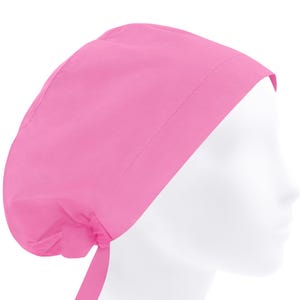 Adjustable Womens Surgery Scrub Cap, Cotton Solid Plain Pink Euro Nurse Surgical Hat