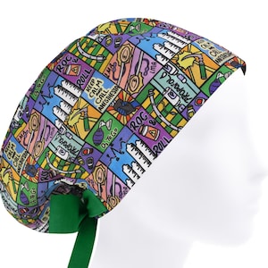 Anesthesiology Scrub Cap: Euro Style Surgical Hat with Buttons