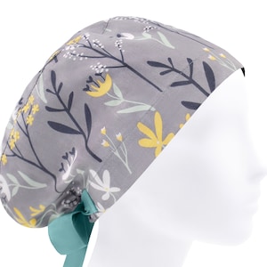 Surgical scrub hat, scrub hats, womens scrub caps, floral scrub cap