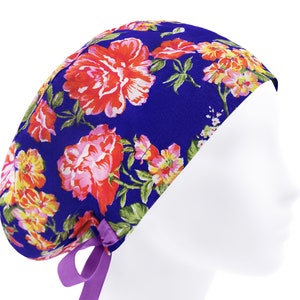 Surgical scrub hat, scrub hats, womens scrub caps, floral scrub cap