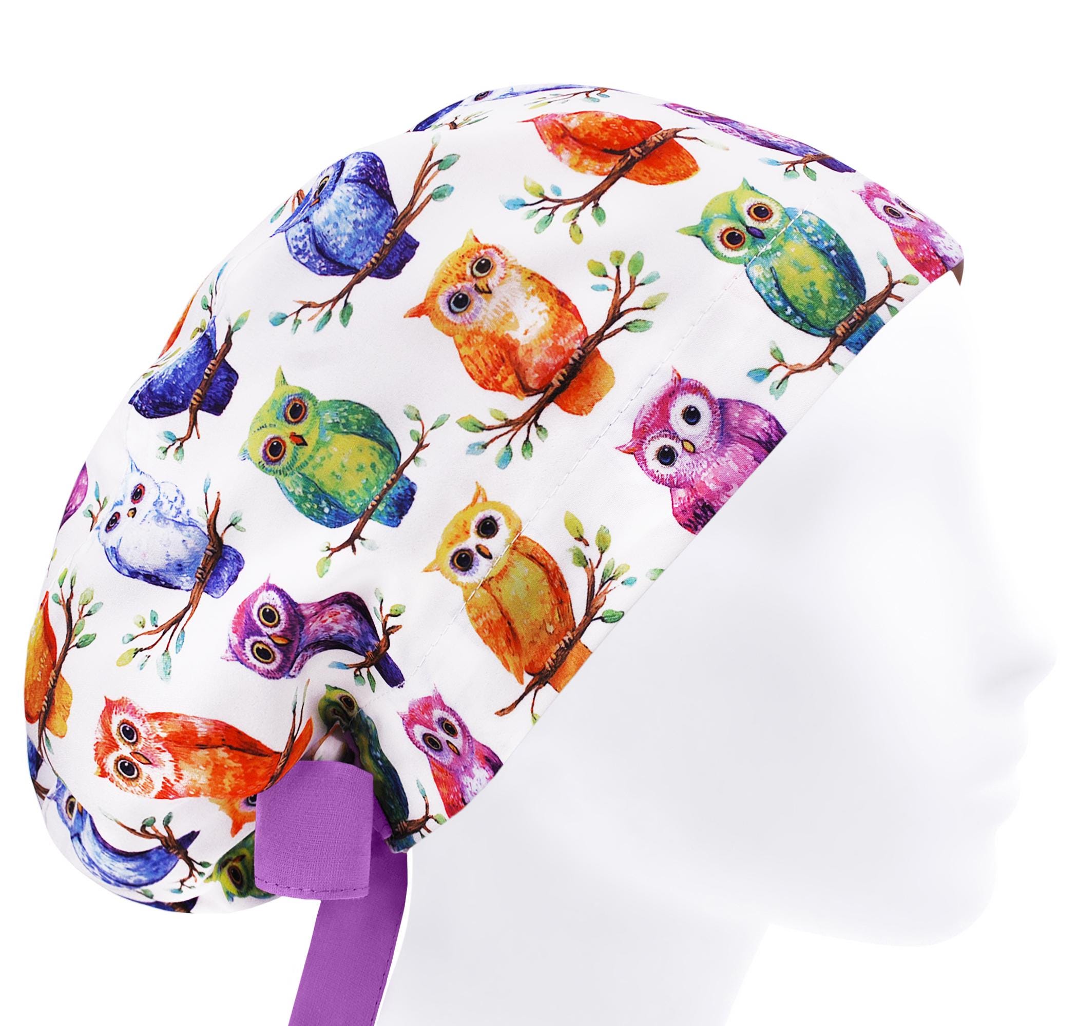 Scrub Caps Owls, Euro Nurse Hats, Surgical Cap Birds, Surgeon Hat Womens, Surgery Bonnet