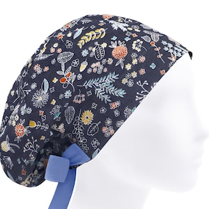 Womens scrub caps, scrub hat, surgical cap, flower scrub hats