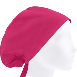 Surgical Nurse Cap with Optional Personalization, Womens Euro Scrub Hat Cotton Solid Hot Pink