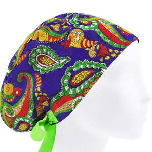 Scrub hats, scrub cap, surgery caps, paisley surgical hat