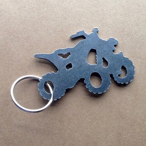 ATV Keychain, Four Wheeler Keychain, Quad Keychain, Sand Dune Lover, Backpack Tag, Zipper Pull, Personalized Gift, Steel, Metal