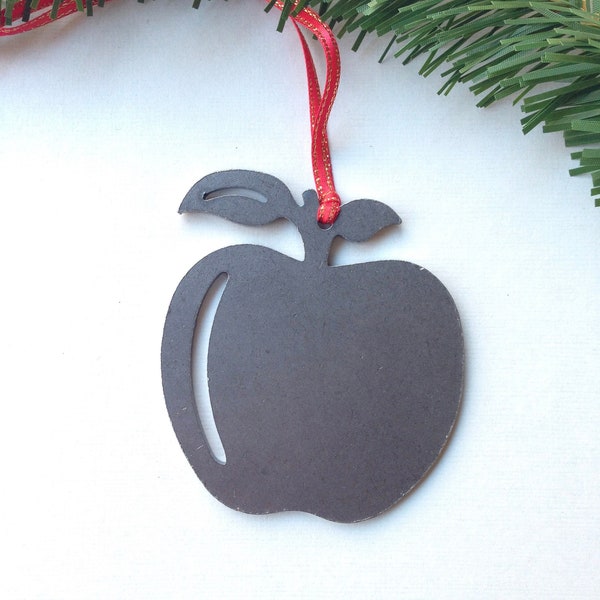 Apple Ornament, Metal Holiday Ornament, Personalized Gift