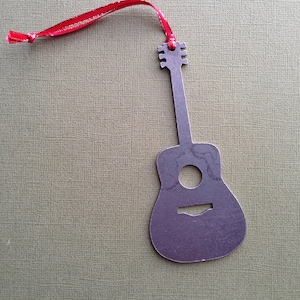Guitar Ornament, Personalized Christmas Tree Ornament, Music Lovers Ornament, Personalized gift, Rustic Sustainable Metal