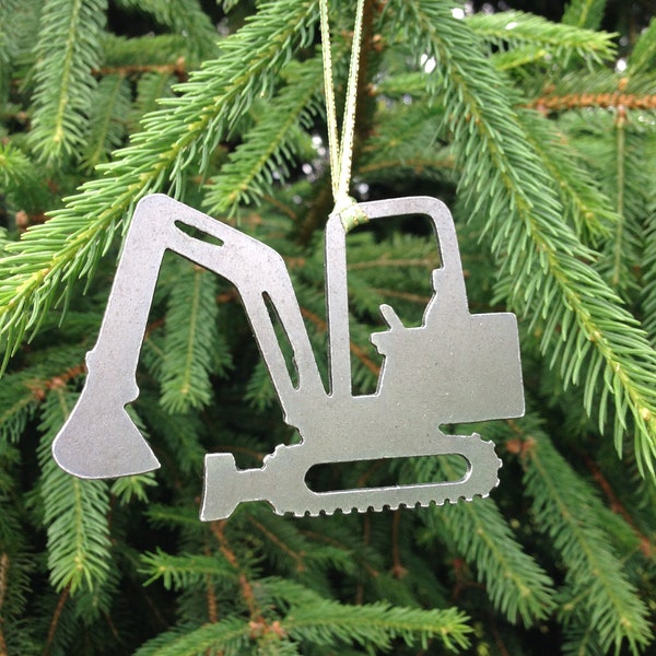 Mini Excavator Metal Ornament, Construction Equipment, Decor, Personalized Gift