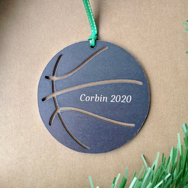 Basketball Metal Ornament, Christmas Ornament, Sports, Personalized