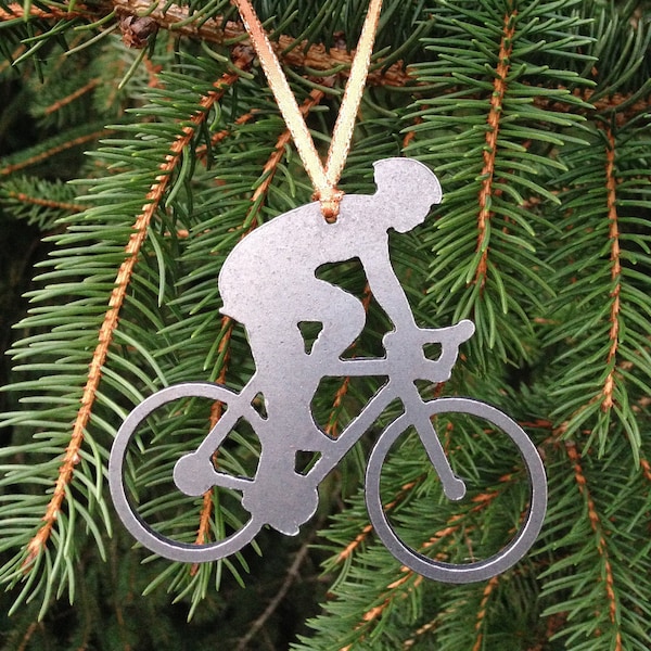 Road Bike with Rider Ornament, bicycle, cycling