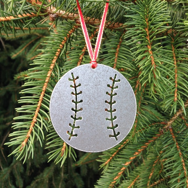 Baseball Metal Ornament, Sports Decor, Christmas Ornament, Holiday Decor, Personalized