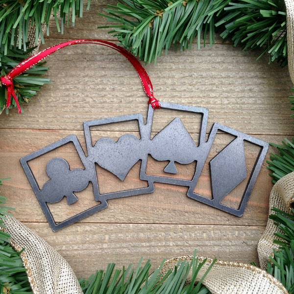 Playing Cards Metal Christmas Ornament, Personalized gift