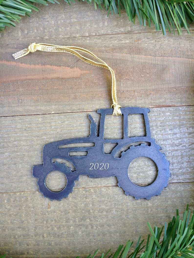 Farm Tractor Metal Ornament Christmas Ornament Country Etsy
