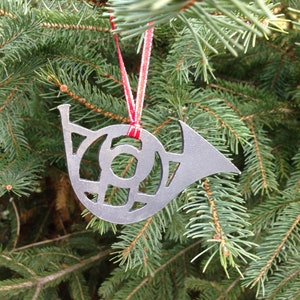 French Horn Metal Christmas Ornament, Holiday Decor, Symphony, Orchestra