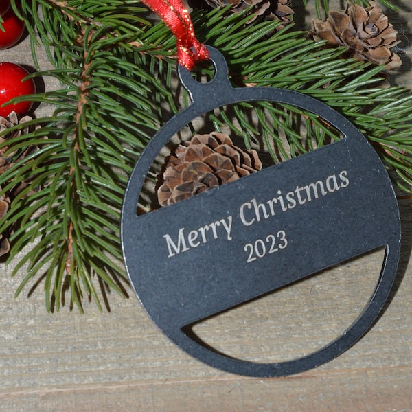 Custom Round Metal Christmas Ornament, Holiday Ornament, Personalized Gift