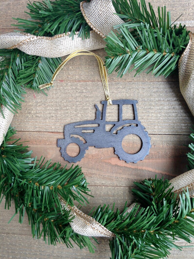 Farm Tractor Metal Ornament Christmas Ornament Country Etsy