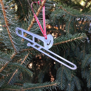 Trombone Christmas Ornament, Metal Ornament, Music Gift