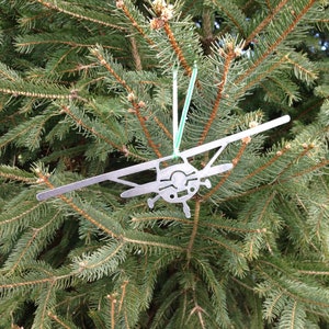 Single Prop Airplane Metal Ornament, Front View, Christmas Ornament, Holiday Decor image 6