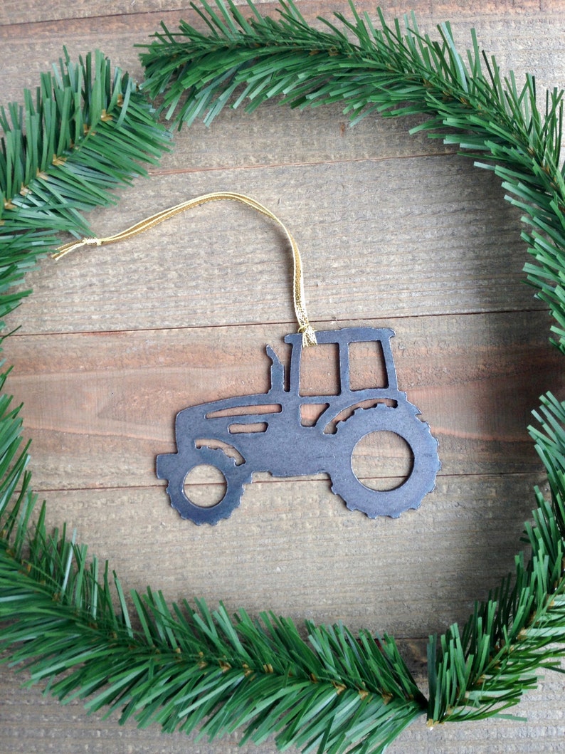 Farm Tractor Metal Ornament Christmas Ornament Country Etsy