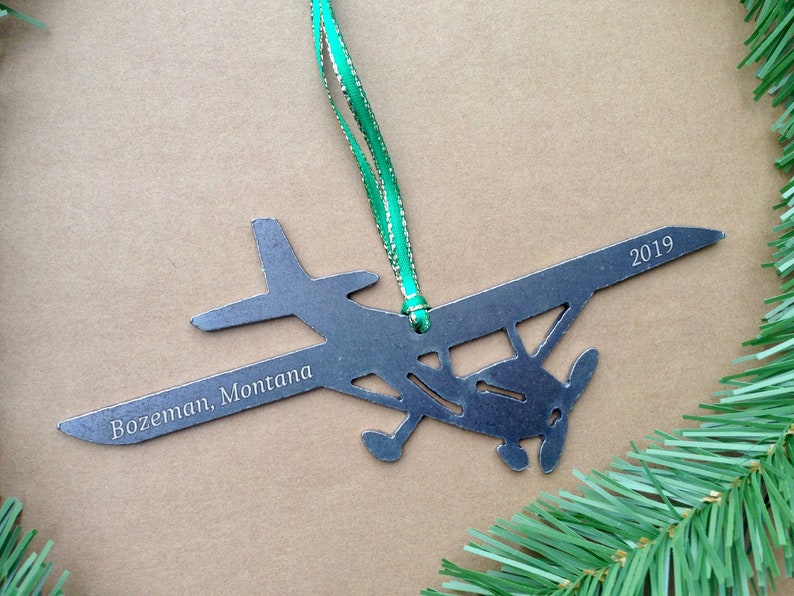 Single Prop Airplane Metal Ornament Personalized Gift Etsy