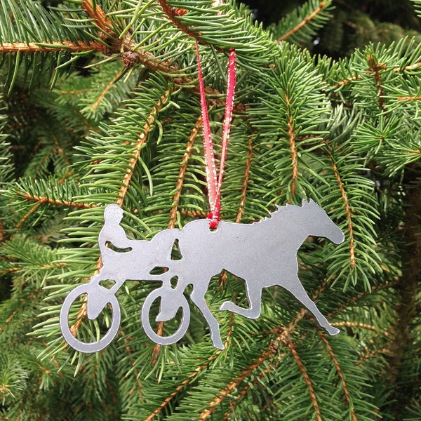 Harness Racing Metal Ornament, Horse Racing Gifts, Cart Racing, Personalized Christmas Ornament