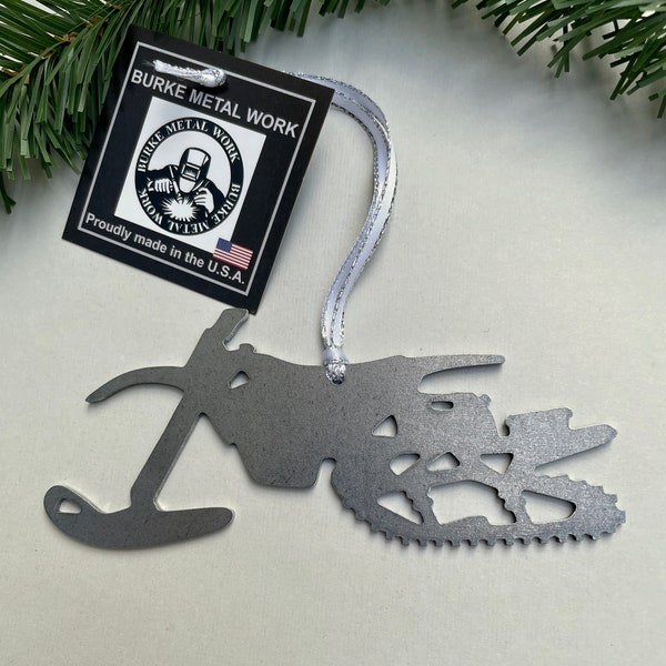 Snow Dirt Bike Ornament, Snow Bike Metal Christmas Ornament, Personalized Gift