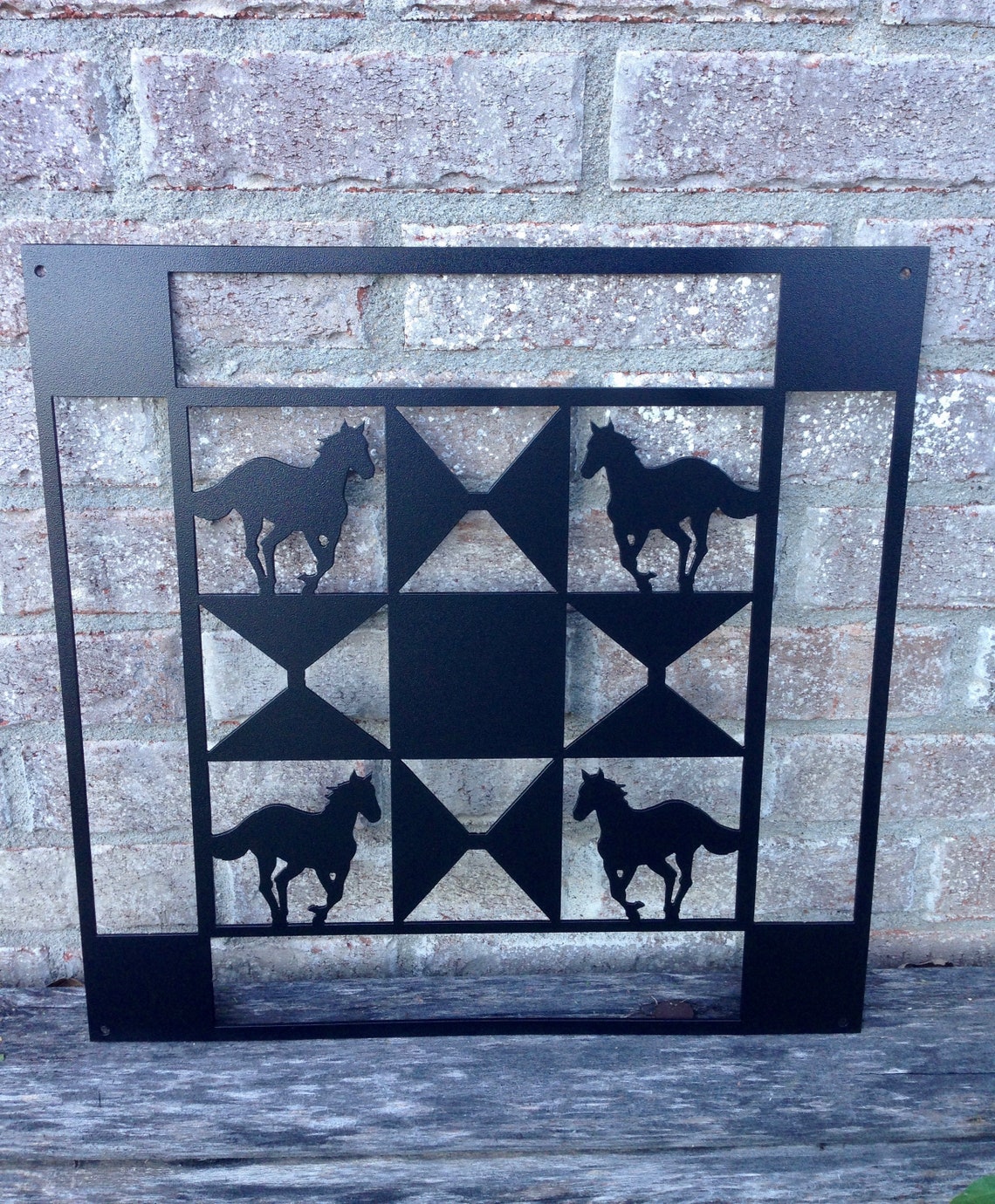Metal Barn Quilt With Horses 16'' X 16'' Etsy