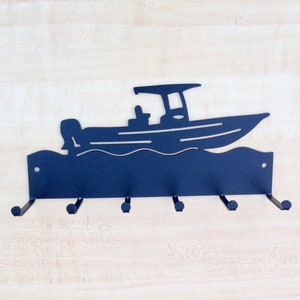 Center Console Boat Key Holder, Personalized Key Hooks
