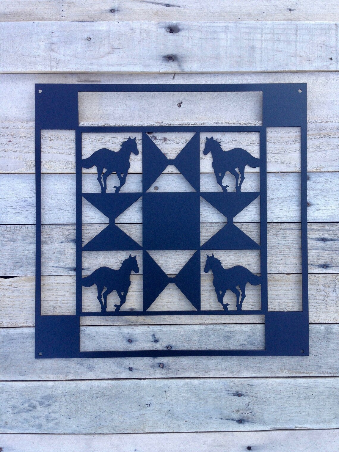 Metal Barn Quilt With Horses 16'' X 16'' Etsy