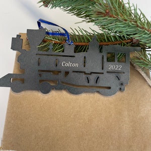 Train Engine Metal Ornament, Keepsake, Souvenir