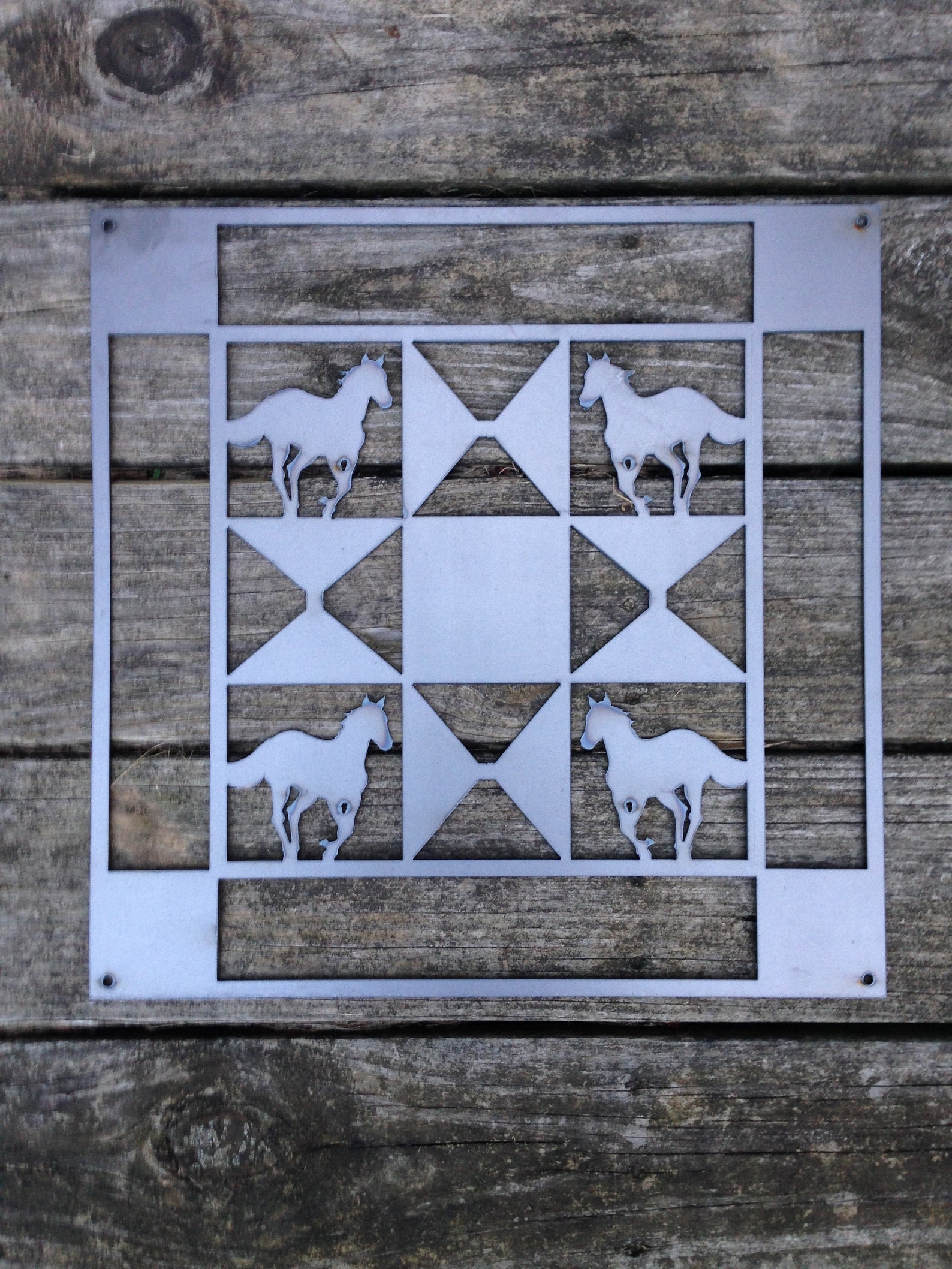Metal Barn Quilt With Horses 16'' X 16'' Etsy