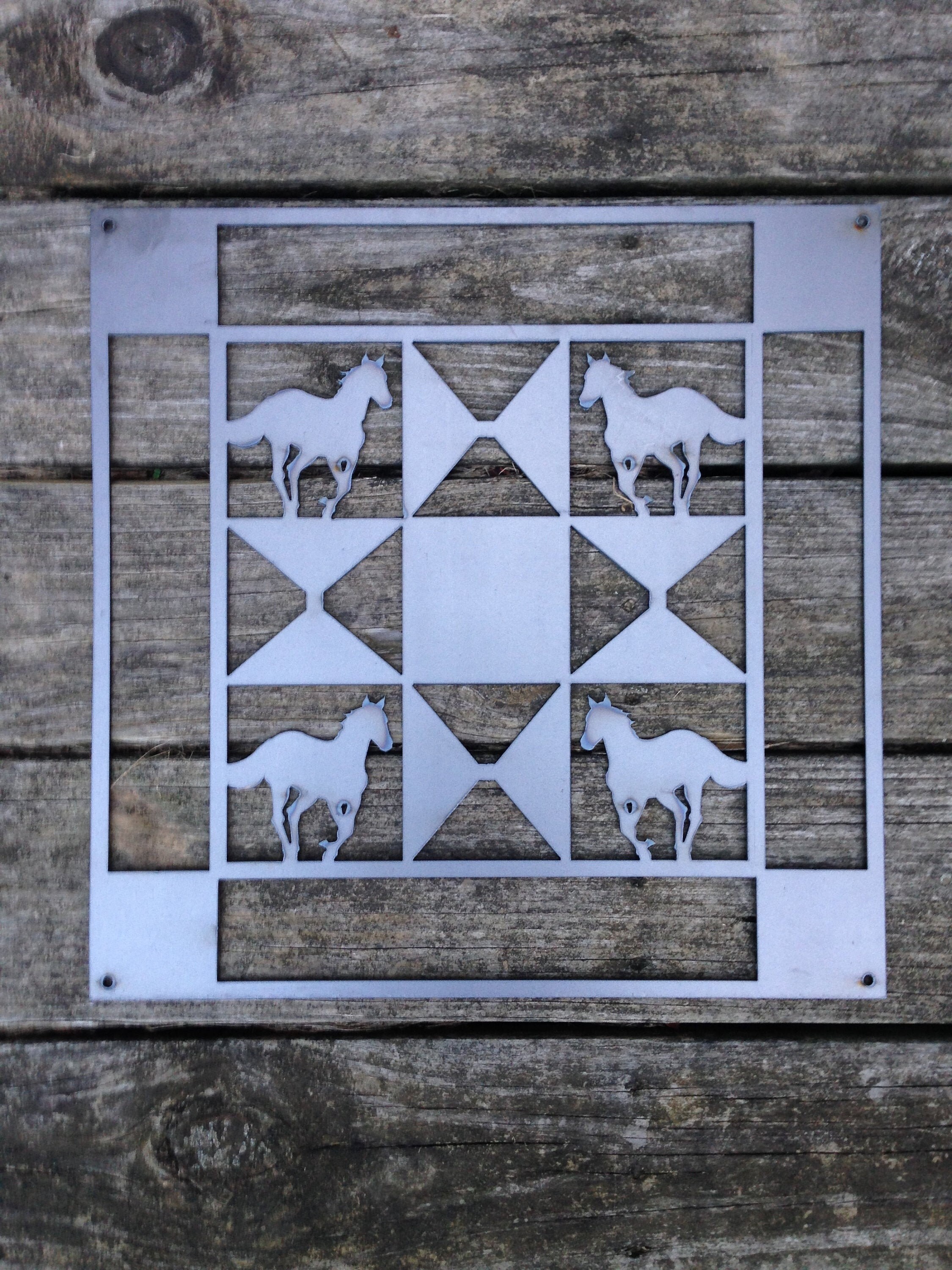 Metal Barn Quilt With Horses 16'' X 16'' Etsy