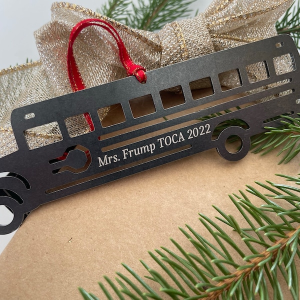 School Bus Ornament, Metal Christmas Ornament, Personalized Gift
