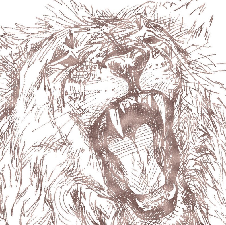 Brüllender Löwe Linie Zeichnung Druckbare Kunst Home Dekor Büro Dekor