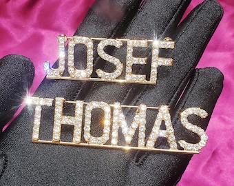 Custom Quote Saying Words Brooch Pins, Bling Rhinestone Name Pins, Personalized Letters/Numbers  Lapel Pins, Custom Jewelry & Accessories