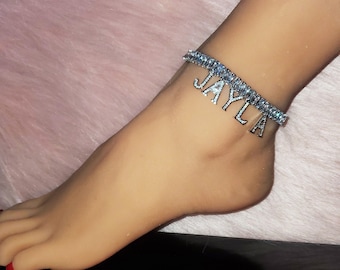 Personalized Name Anklet,Blingbling Initial Custom Anklet Gift for Her,Customized Letters Anklet,Name Anklet,Summer Anklet,Anklet With Name