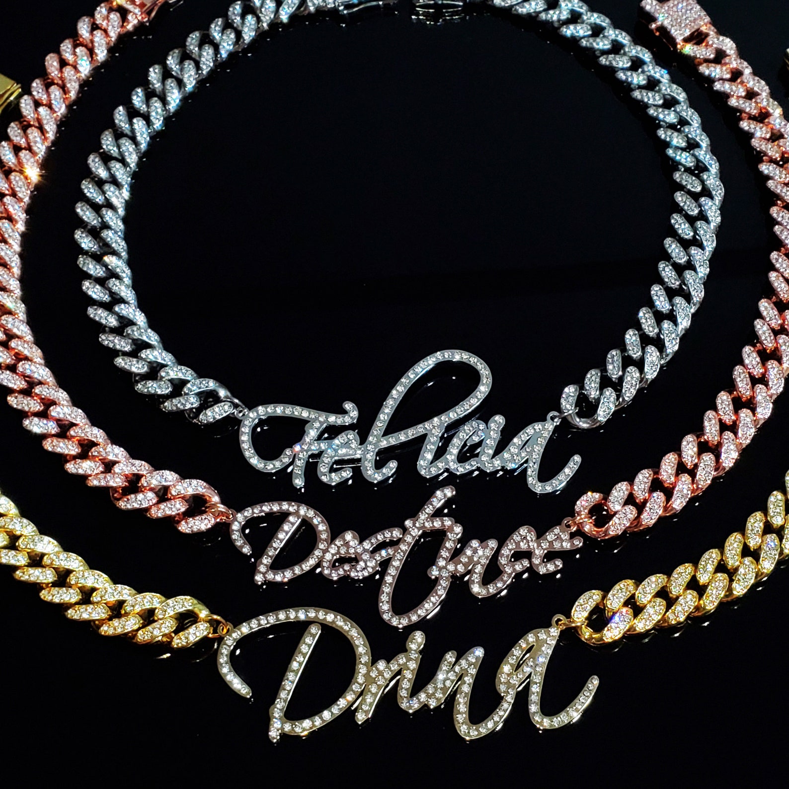 Script Font Custom Necklace Name Necklace Custom Nameplate Etsy