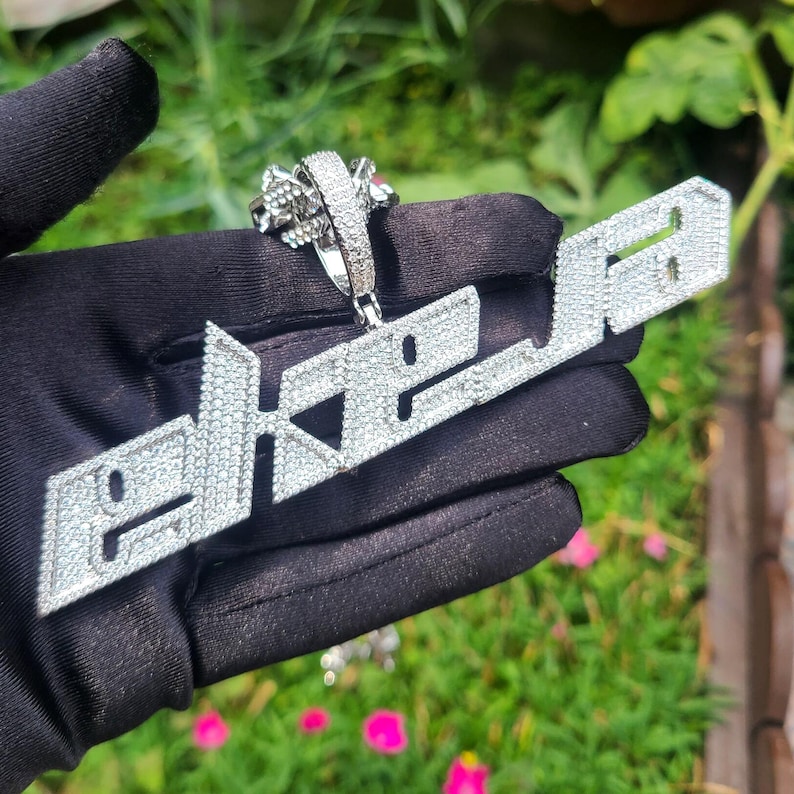 Rapper Chain Letters Custom Sharp Letters Nameplate Necklace, Iced Out Cubic Zircon Name ...