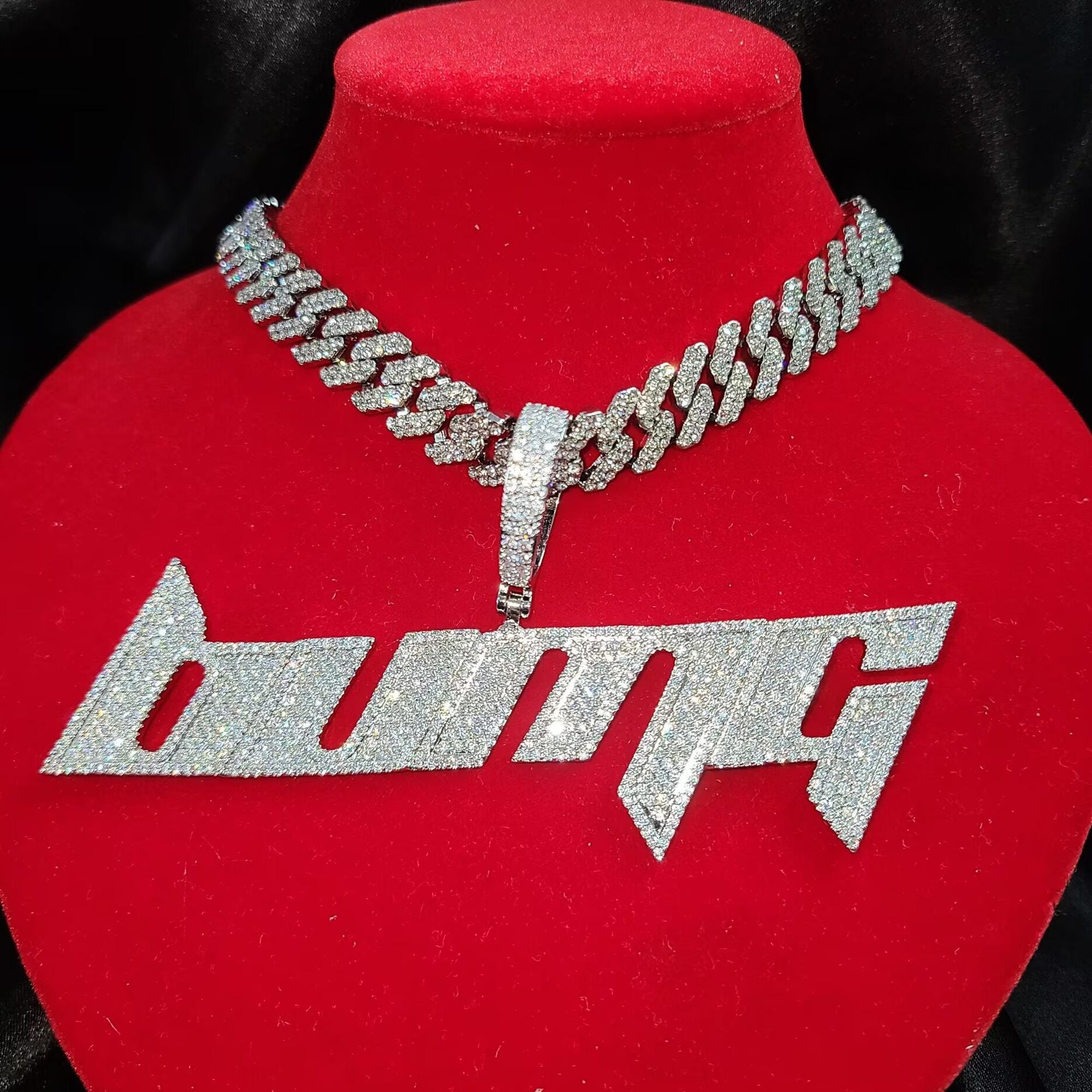Rapper Chain Letters Custom Sharp Letters Nameplate Necklace, Iced Out Cubic Zircon Name ...