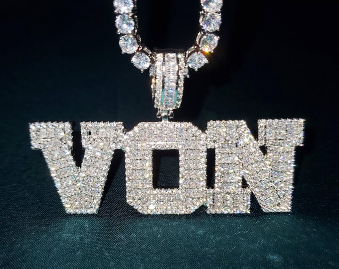Custom Iced Out Varsity Letters/Numbers Necklace, Personalized Initial Name Pendant Necklace, Bling-Bling Hip Hop Jewelry, Gift for Boy&Girl
