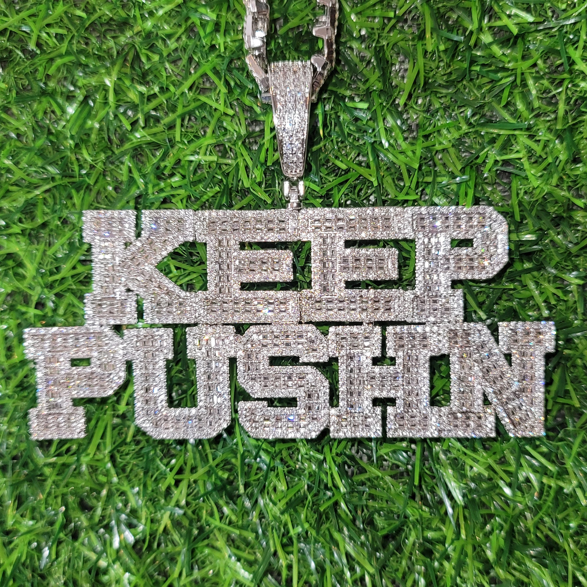 Icy Baguettes Stones Custom Name Pendant Necklace Iced Out Etsy