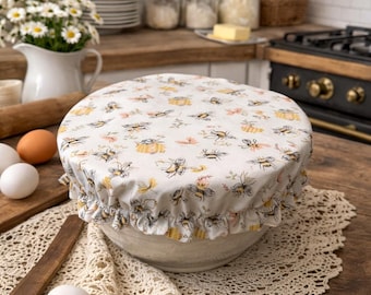 Bee Decor Sourdough Bowl Cover: Reusable Cotton Bread Proofing