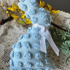 Farmhouse style fabric bunnies, shabby chic bunny rabbit, easter decor, chenille bunny decor, shabby chic easter decor, vintage fabric bunny