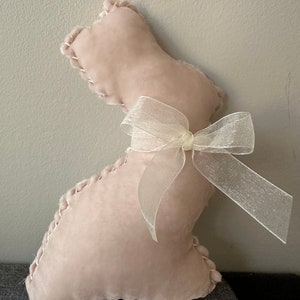 French silk velvet bunny, shabby chic bunny rabbit, easter decor, chenille bunny decor, shabby chic easter decor, blush velvet bunny