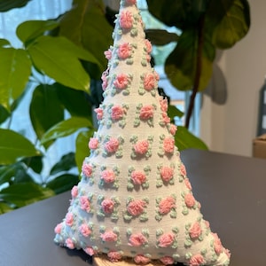 Vintage Chenille Christmas tree, christmas tree decor, white christmas tree, Hygge Decor, Chenille Christmas Tree, rosebud chenille