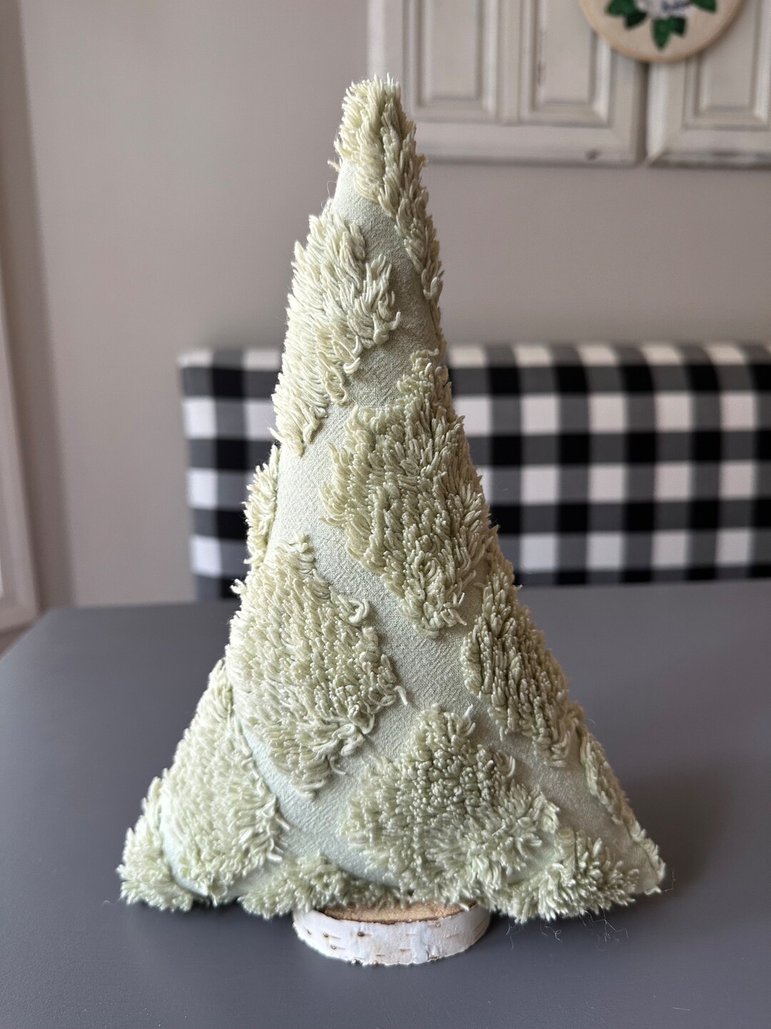 Vintage Chenille Christmas Tree, Christmas Tree Decor, Sage Christmas