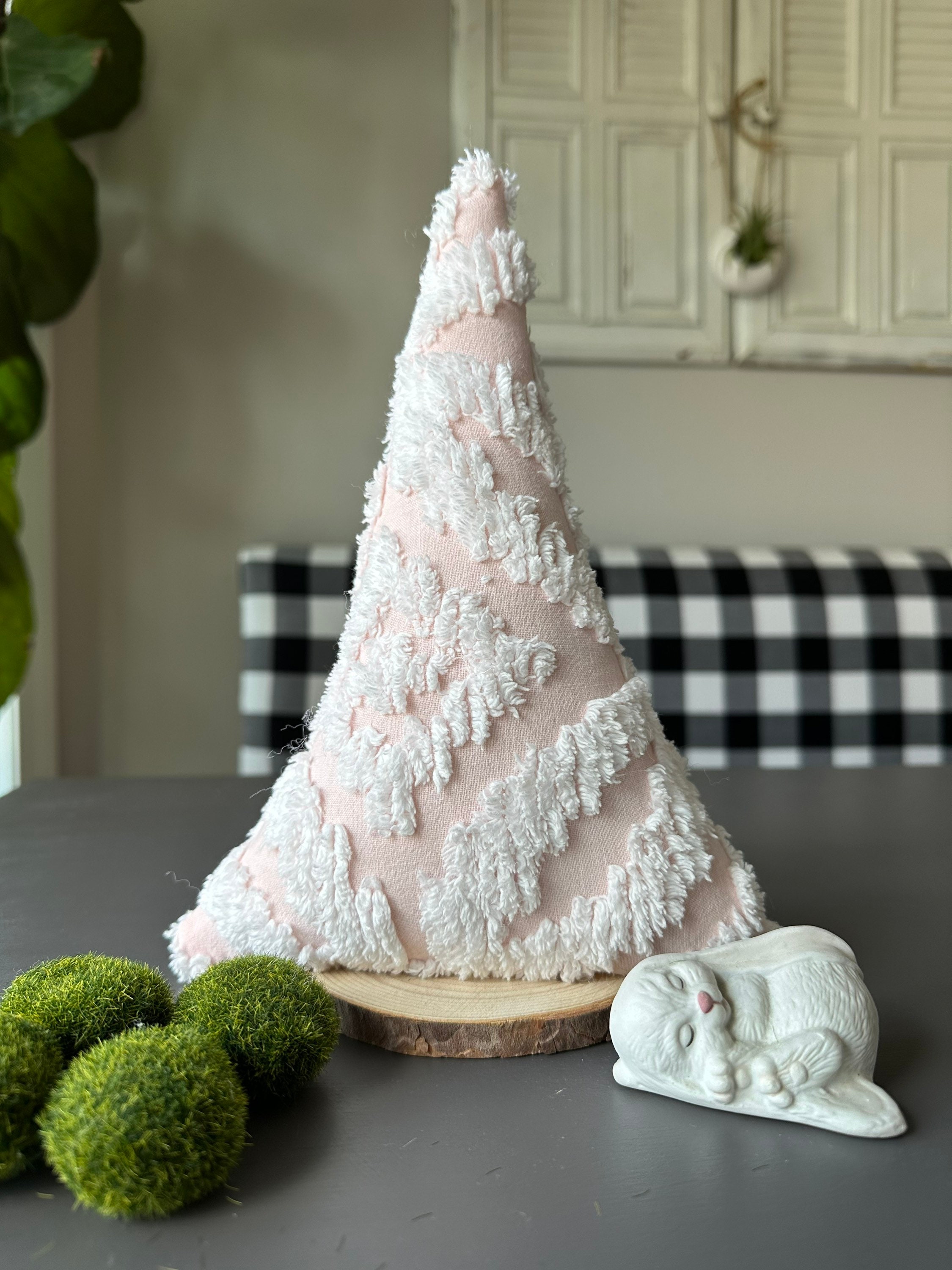 Vintage Chenille Christmas Tree, Christmas Tree Decor, Buffalo Plaid